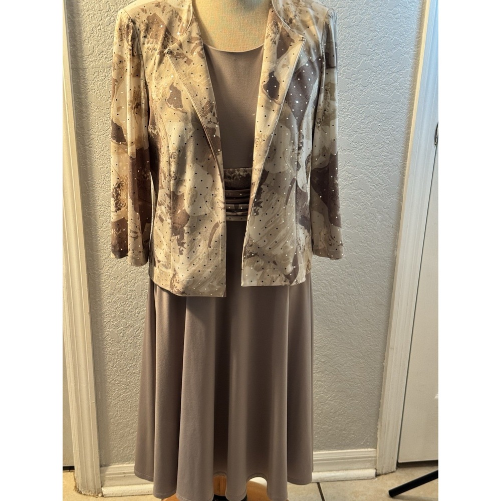 Jessica Howard 12p Mother of the Bride Jacket Dress Set Mauve Tweed Sparkle Midi
